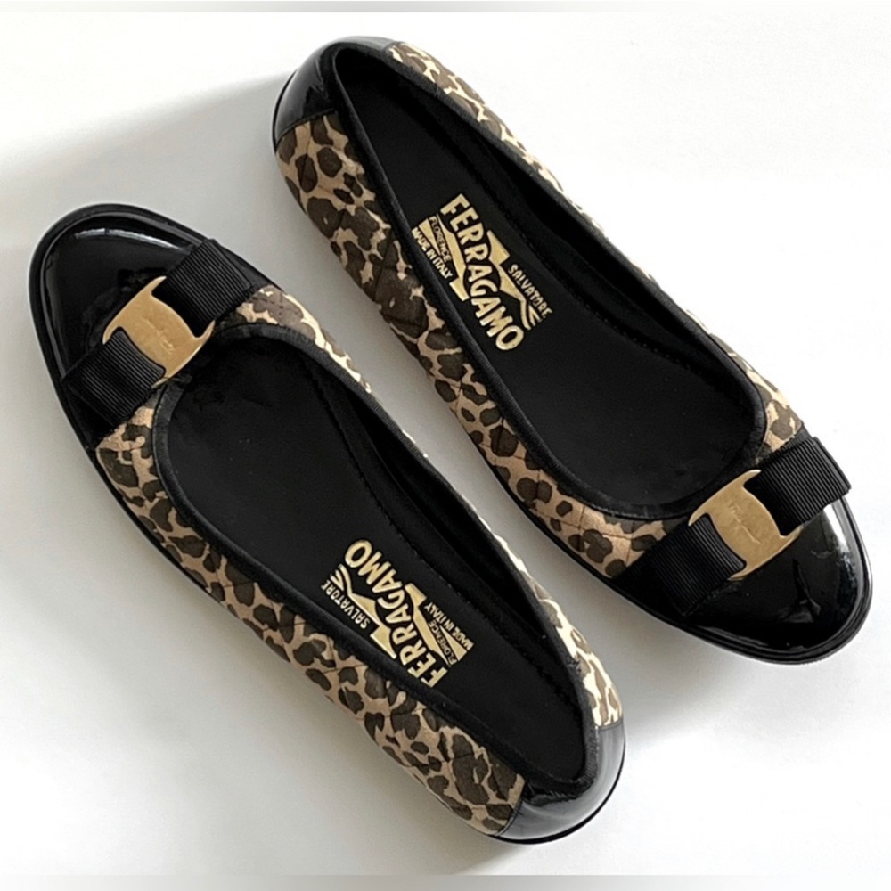 Salvatore Ferragamo Leopard Flats, Rubber Sole, Size 8.5